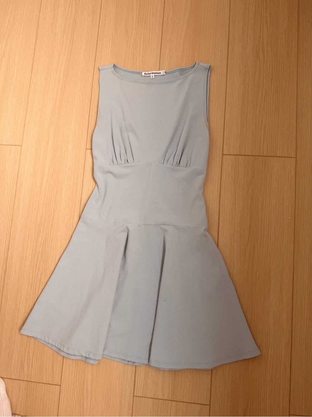 Reformation Mayve Knit Dress In Mineral Blue